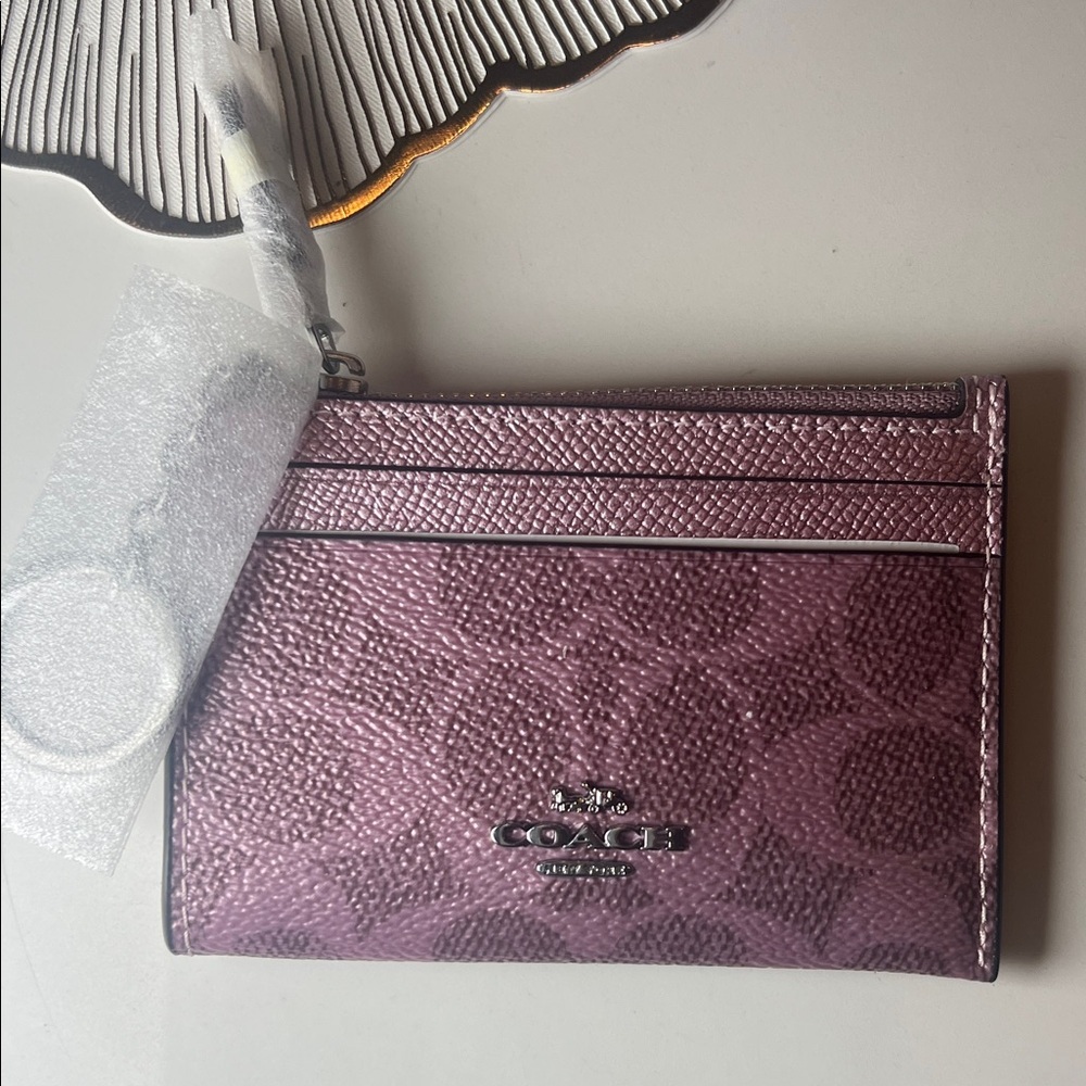 Coach Metallic Purple Pink Card Case - Picture 5 of 10